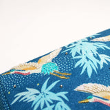 Crane & Foliage Embroidered Cosmetic Bag