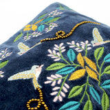 Hummingbird & Foliage Embroidered Cosmetic Bag
