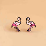 Flamingo Cherry Wood Earrings