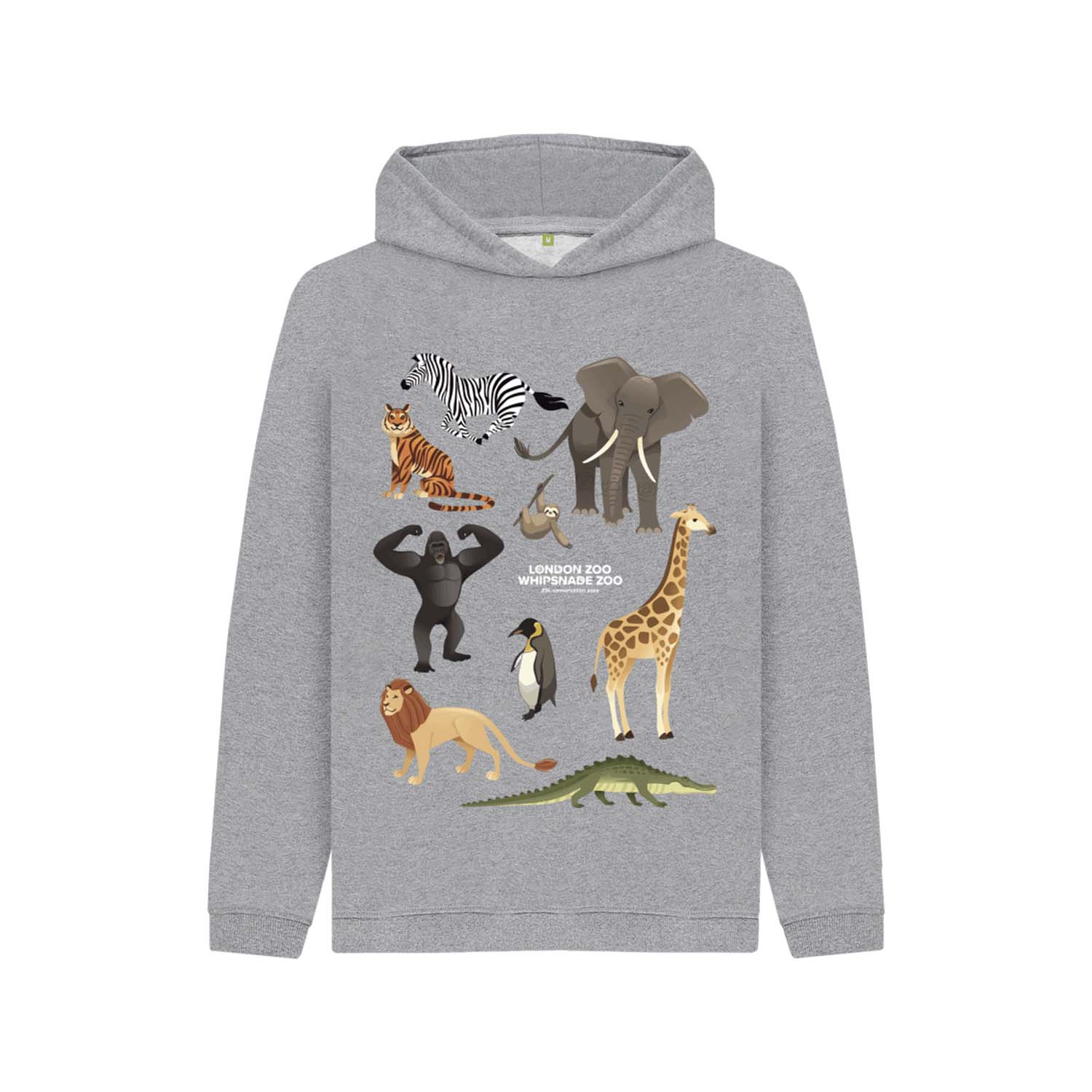 Children's Grey ZSL Zoo Animals Hoodie