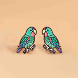 Parrot Cherry Wood Earrings
