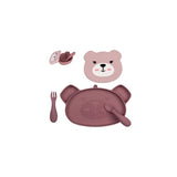 Bear Silicone Weaning Plate, Bowl & Cutlery Set