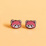 Red Panda Cherry Wood Earrings