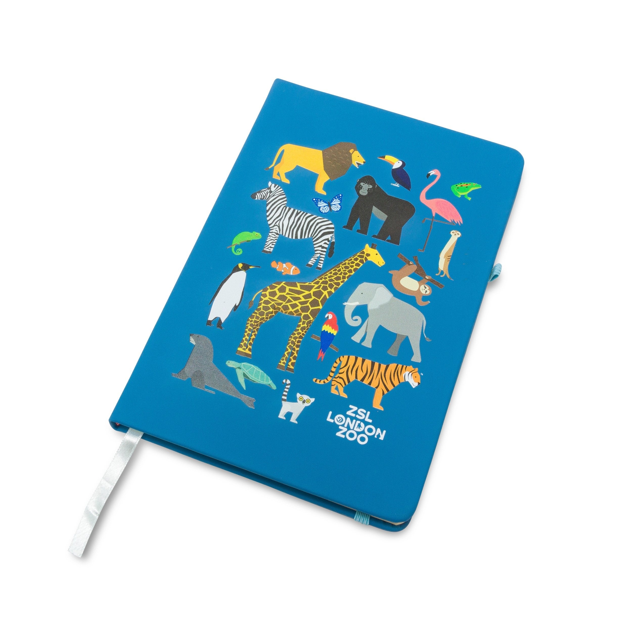 Zoo Animals Hardcover Notebook, A5 Blue
