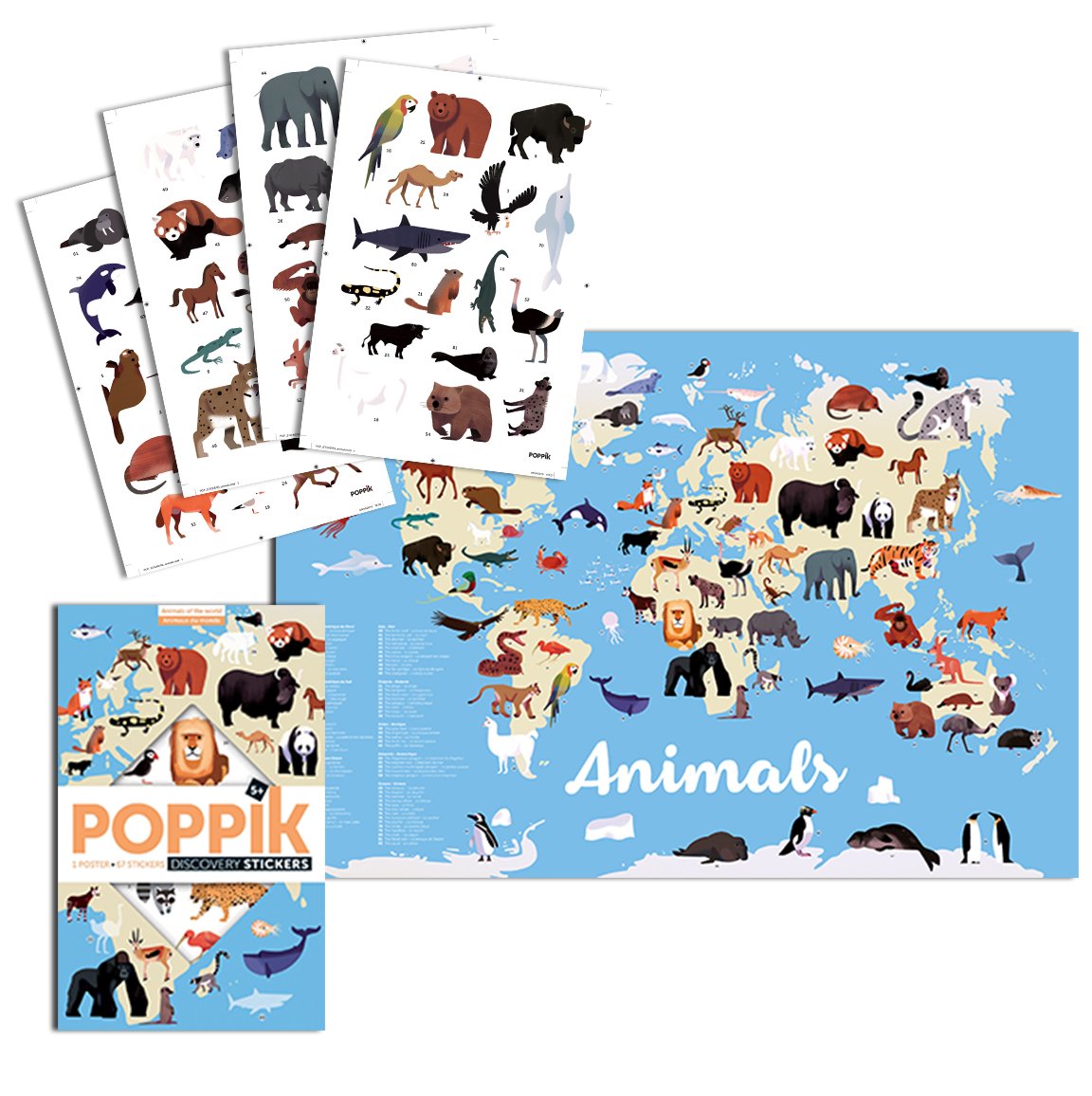 Animals Of The World Sticker Craft Set, Wall Poster