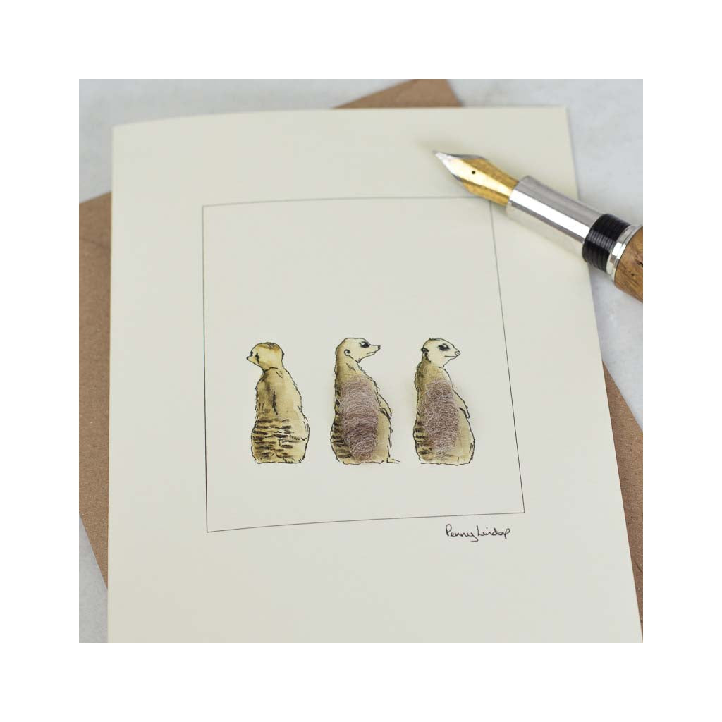Meerkat Wool Detail Greetings Card