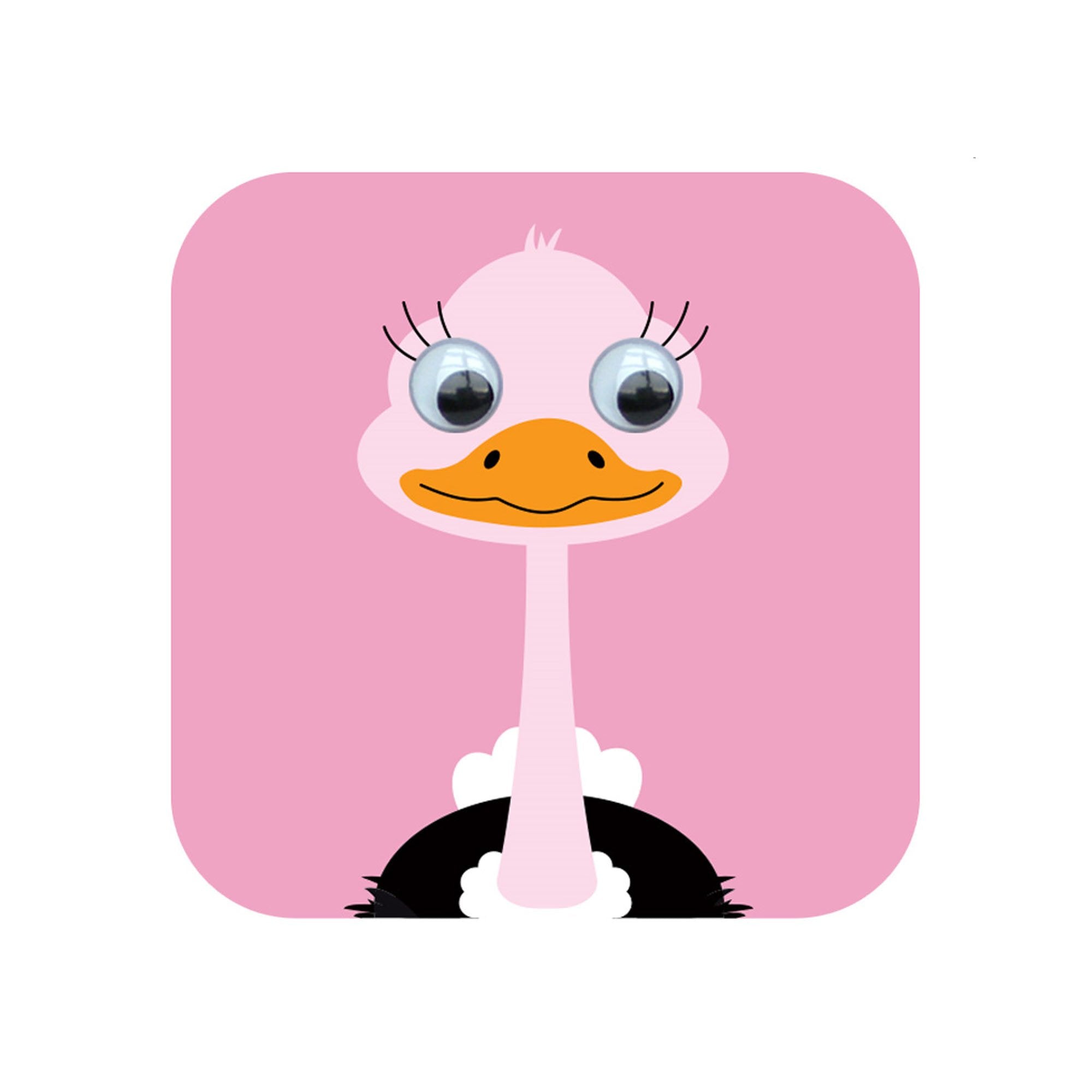 Ostrich Googly Eyed Greetings Card