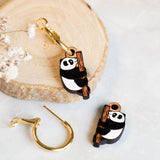 Panda Cherry Wood Hoop Earrings