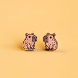 Capybara Cherry Wood Earrings