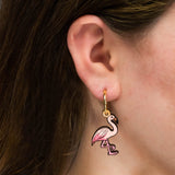 Flamingo Cherry Wood Hoop Earrings