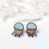 Jellyfish Cherry Wood Earrings