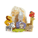 Africa Stacking Wooden Animals & Bag