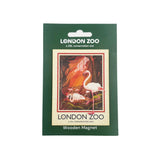 London Zoo Flamingos Wooden Magnet