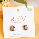 Capybara Cherry Wood Earrings