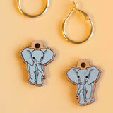 Elephant Cherry Wood Hoop Earrings