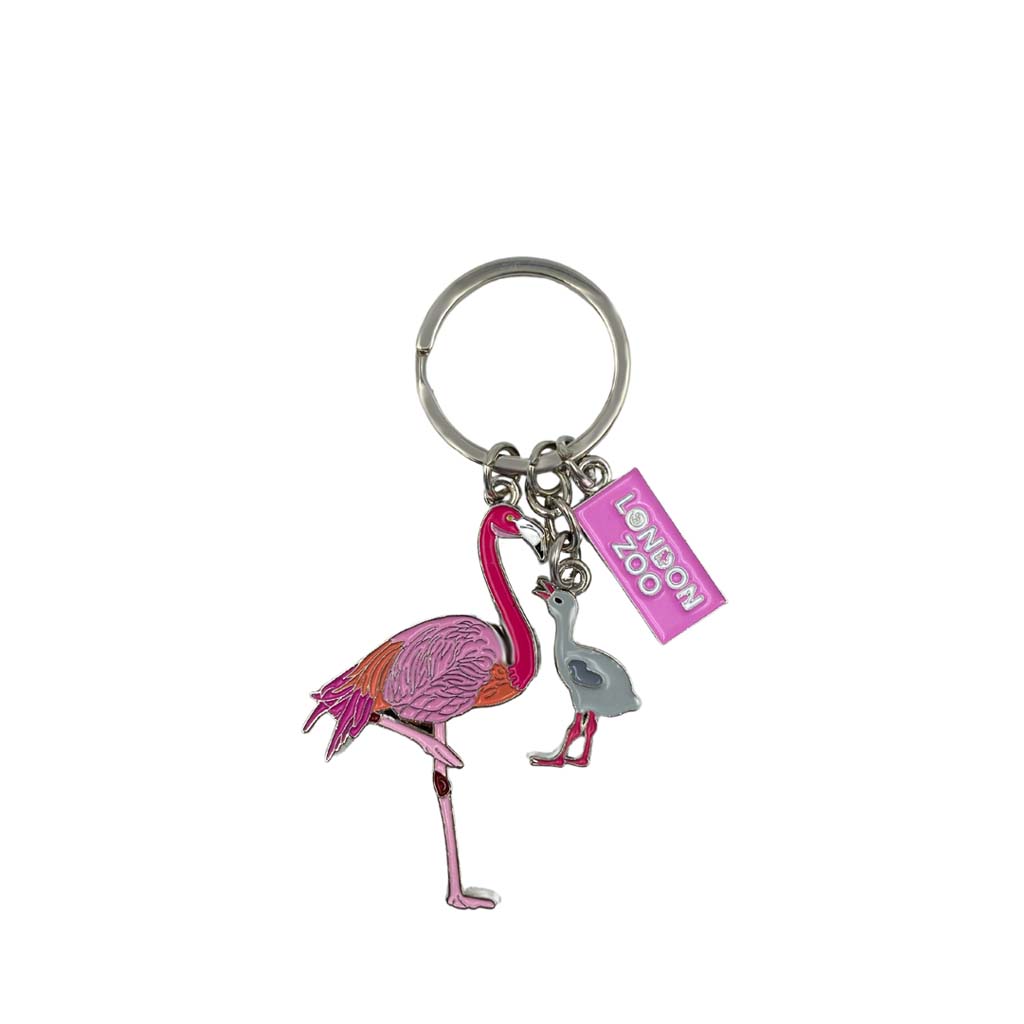London Zoo Flamingo and Chick Charm Keyring – ZSL Shop