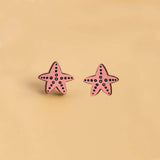 Starfish Cherry Wood Earrings