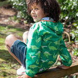 Children's Green Dinosaur Print Rain Jacket