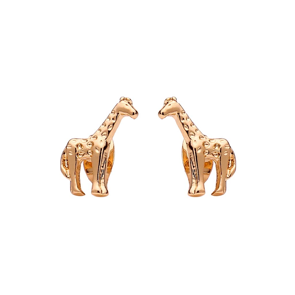 Giraffe Earrings, Gold Plated