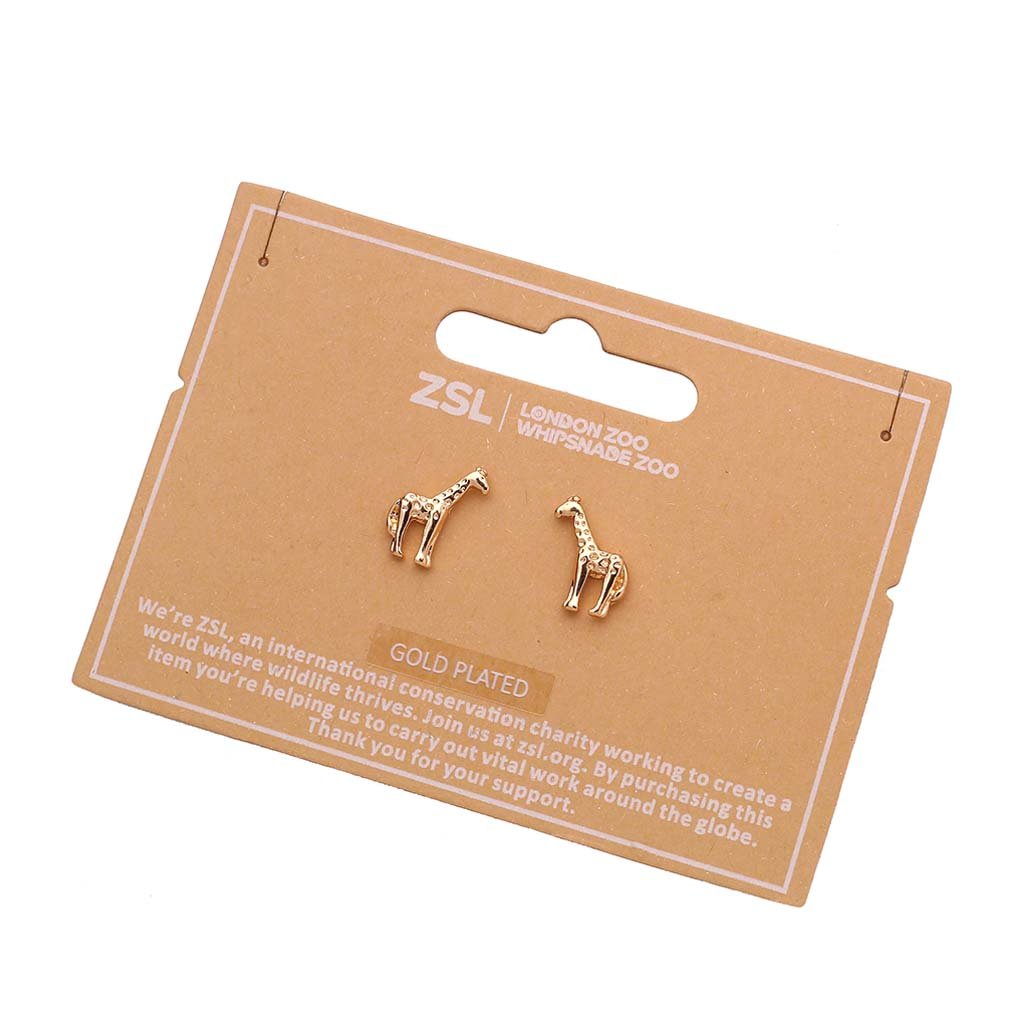 Giraffe Earrings, Gold Plated