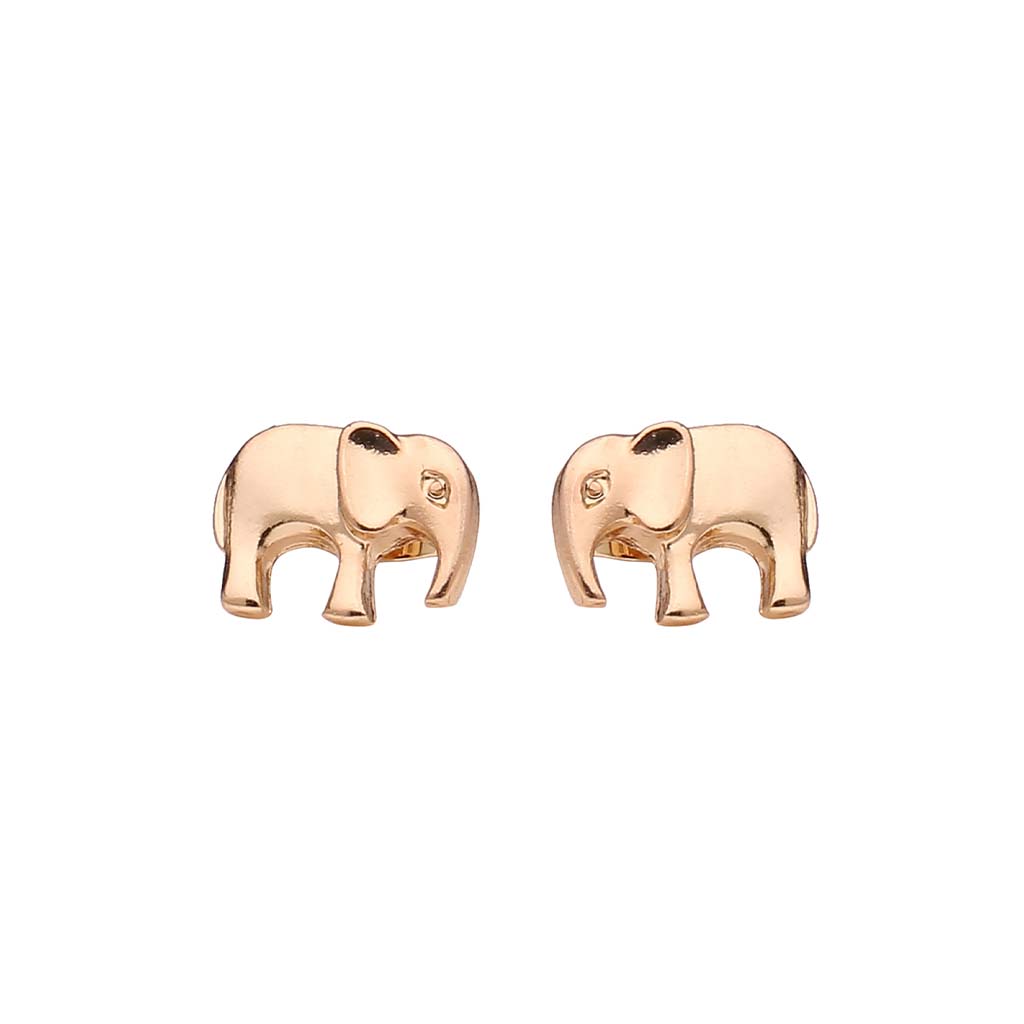Elephant Earrings, Gold Plated