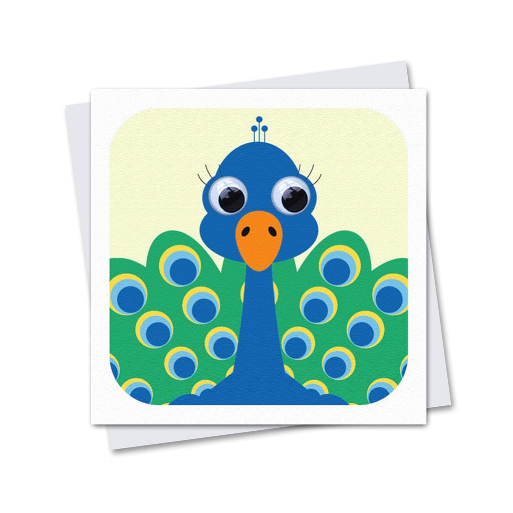 Googly Eyes Peacock Greetings Card