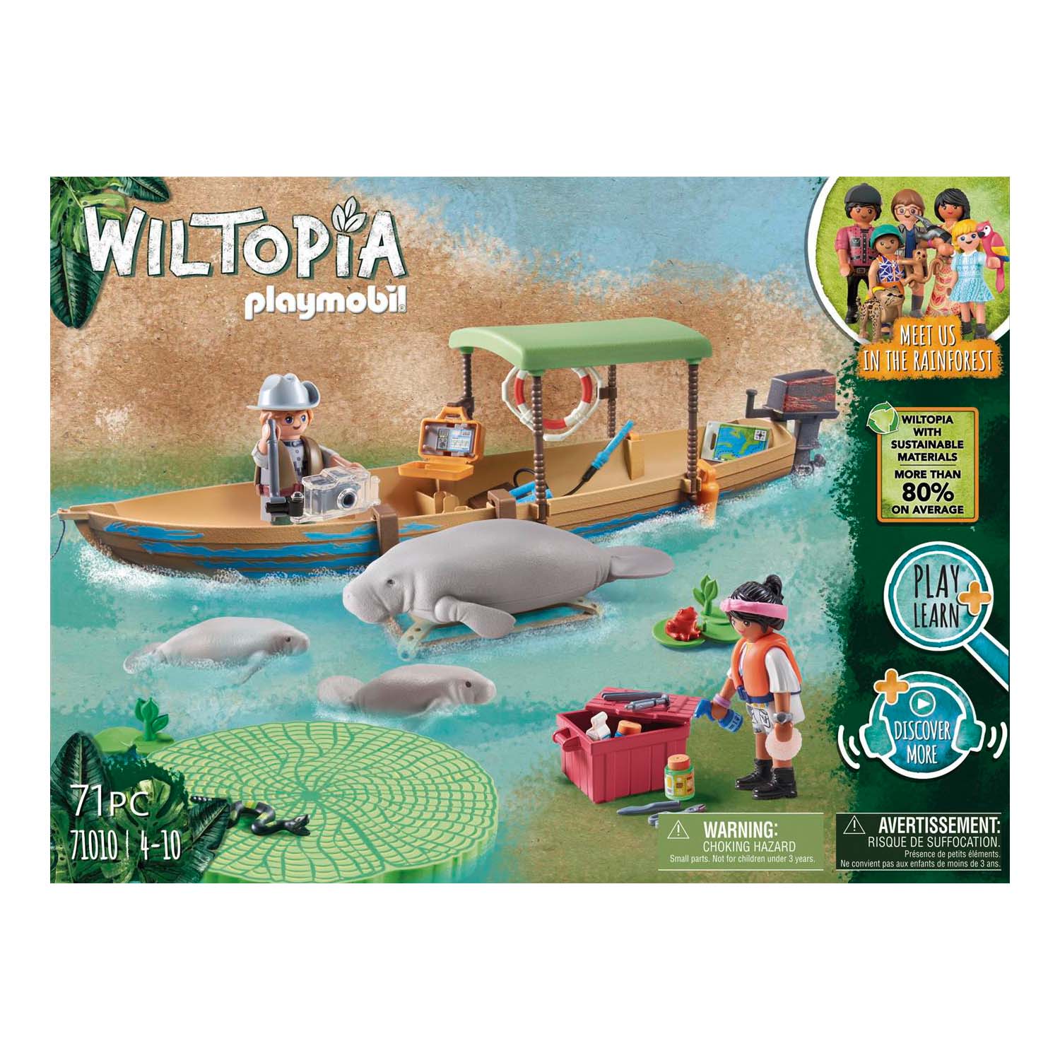 Playmobil Wiltopia Riverboat And Manatee Play Set