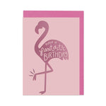 Raspberry Blossom Flamingo Greetings Card