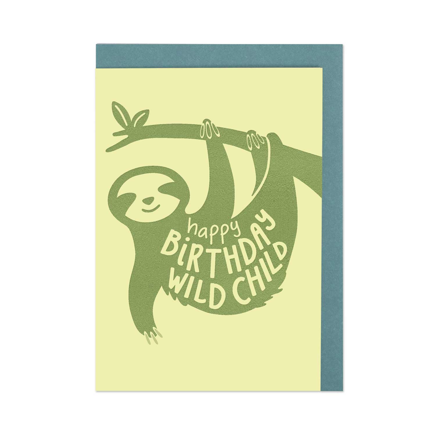 Raspberry Blossom Sloth Greetings Card
