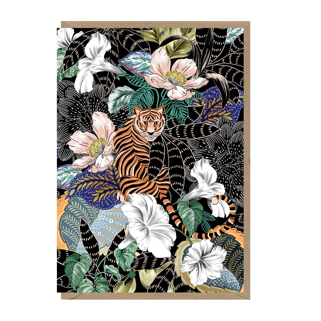 Earlybird Designs Floral Tiger Greetings Card