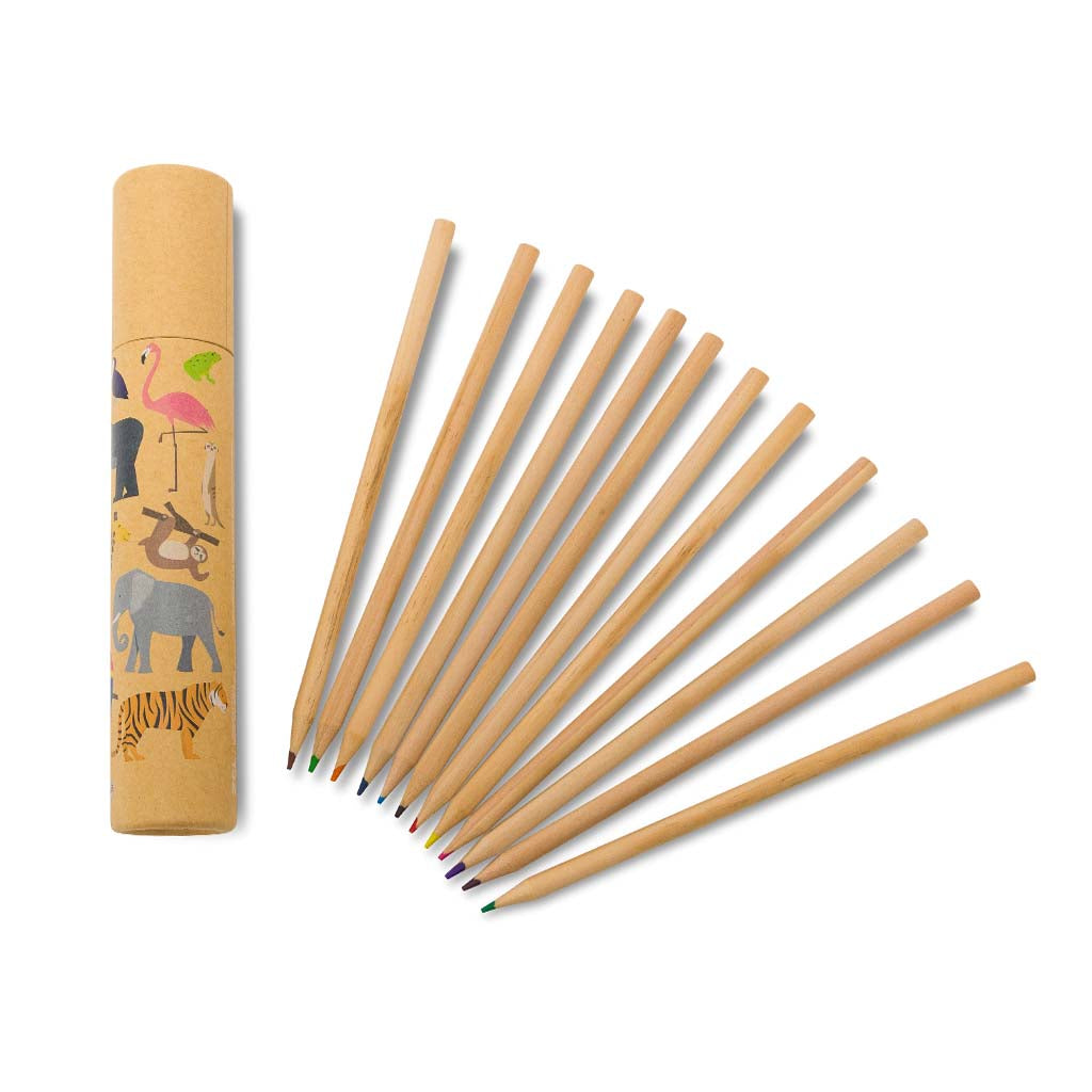 Zoo Animals Colouring Pencils in Pot