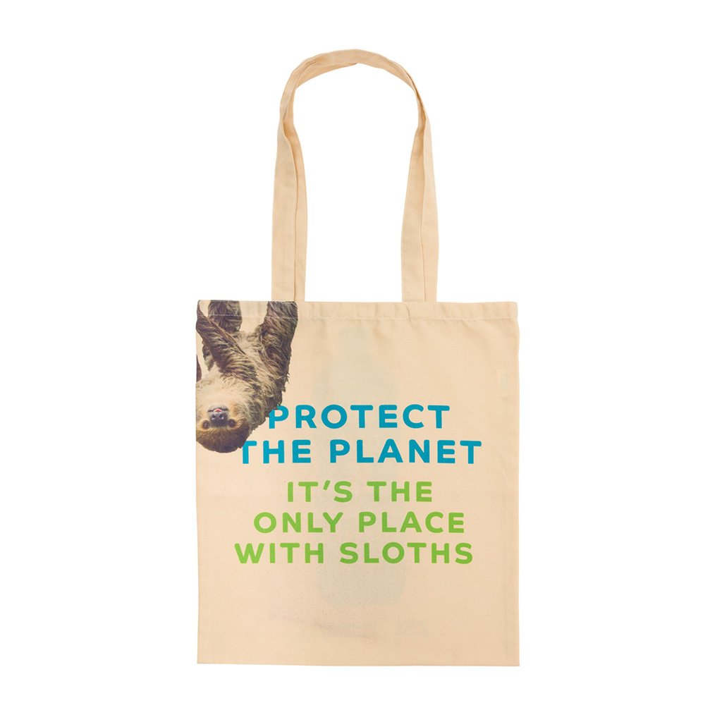 Recycled Plastic Sloth Tote Bag front