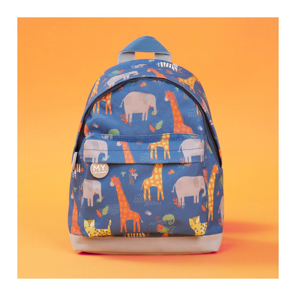 Navy Safari Animals Print Children's Backpack