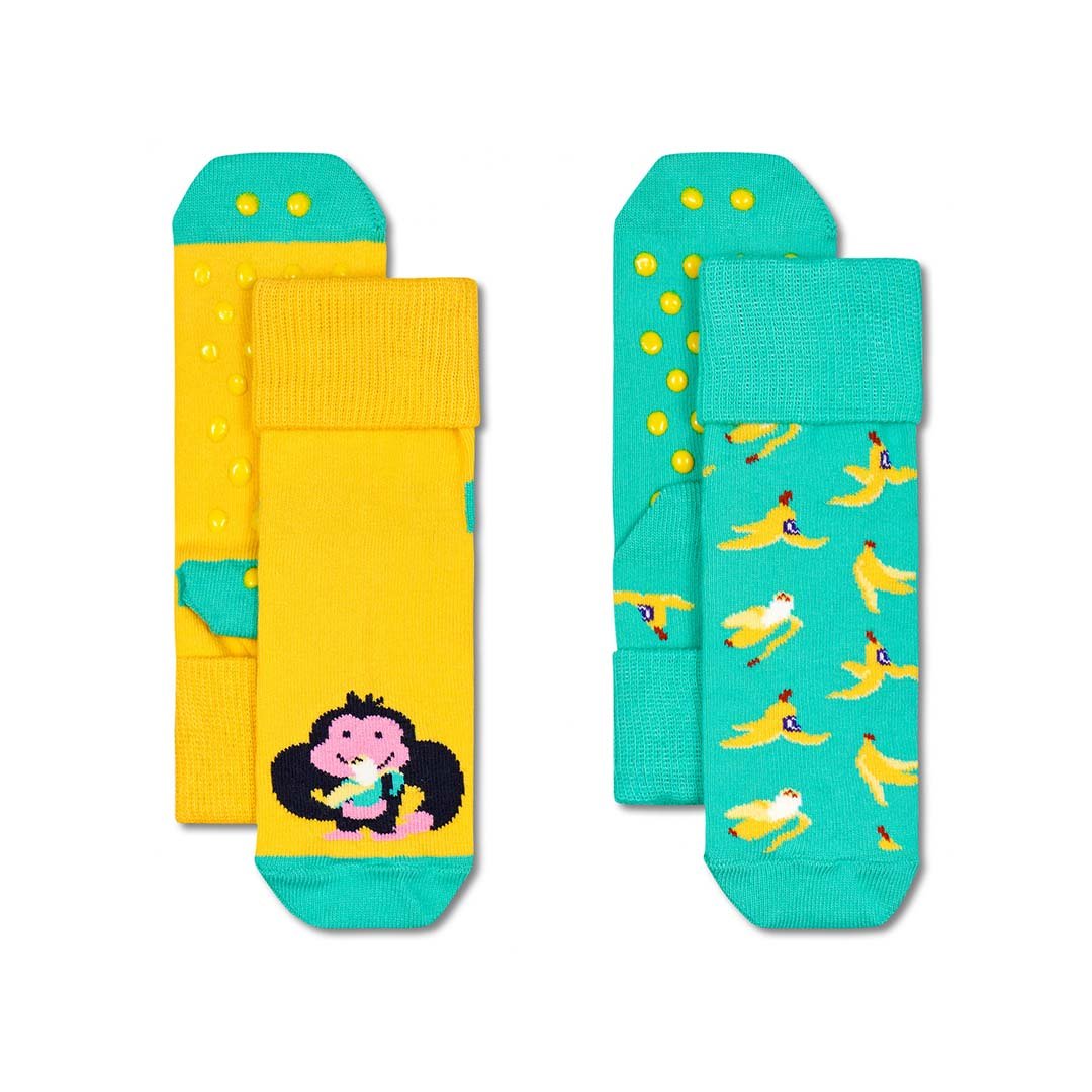 Monkey Anti-Slip Happy Socks Pack, 2-3 years