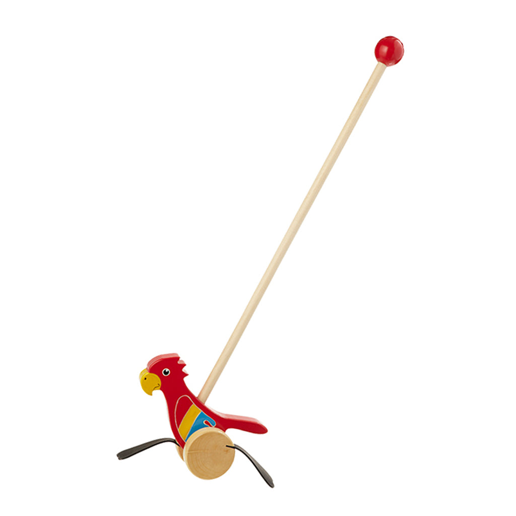 Red Macaw Wooden Push Along