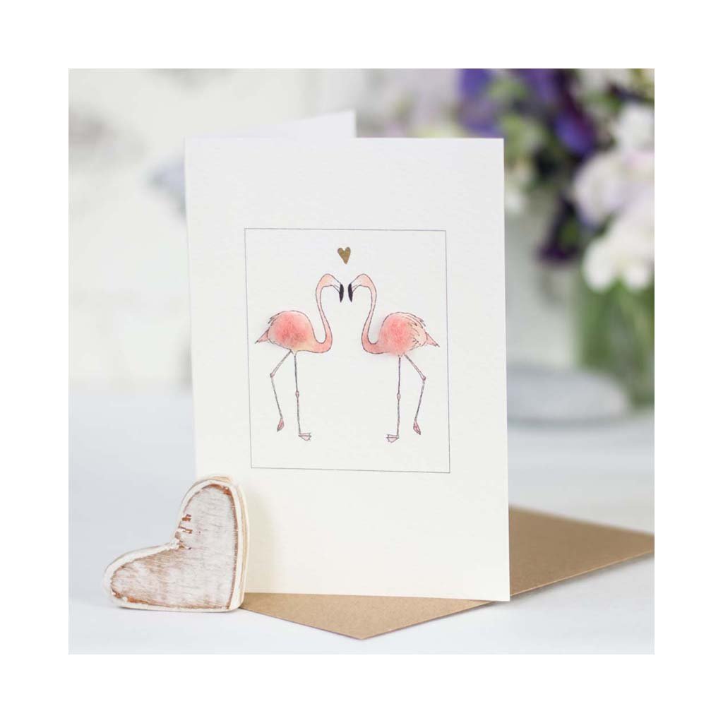 Flamingo Wool Detail Greetings Card