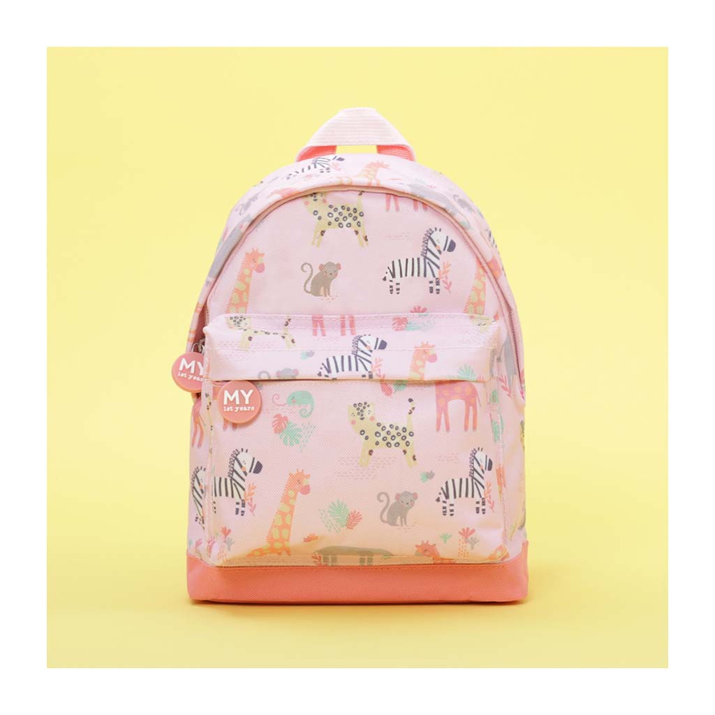 Pink Safari Animals Print Children's Backpack