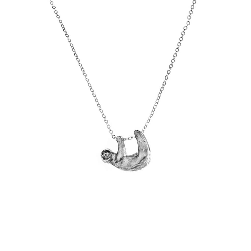 Sloth Necklace, Silver Plated
